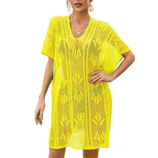 Yellow-Bathing-Suit-Cover-Ups-for-Women-Womens-Swimwear-Beach-Bikini-Swimsuit-Pool-Crochet-Side-Split-Dress