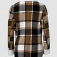 Plaid Pattern Lapel Long Sleeve Blazer Button Front Fleece Lined Coat