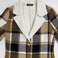 Plaid Pattern Lapel Long Sleeve Blazer Button Front Fleece Lined Coat