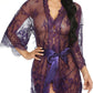 Women's Lace Kimono Robe Babydoll Lingerie Mesh Nightgown