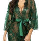 Women's Lace Kimono Robe Babydoll Lingerie Mesh Nightgown