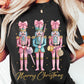 Black Nutcracker Merry Christmas Printed Crewneck T Shirt