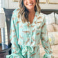 Green Leopard Satin Ruffle Pajama Short Set