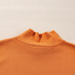 Straw Yellow Color Contrast Edge Mock Neck Slim Fit Sweater