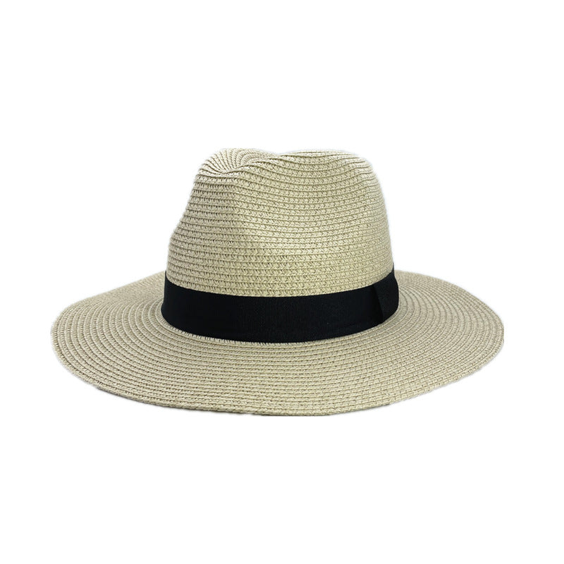 Women Wide Brim Straw Panama Roll up Hat Fedora Beach Sun Hat UPF50+