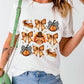 White Cute Bowknot Tanksgiving Graphic Crewneck T Shirt