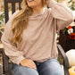 Parchment Plus Size Textured Drop Shoulder Crew Neck Sweatshirt