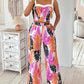 Tropical Leaf Print Crop Top & Wide Leg Pants Set