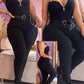 Zipper Design Belted Sleeveless Jumpsuit