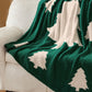 Dark Green Colorblock Christmas Tree Printed Blanket