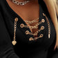 V Neck Long Sleeve Chain Decor T Shirt Casual Slim Fit Ribbed Top