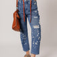 Ashleigh Blue Ripped Splattering Paint Rope Waist Cropped Straight Jeans