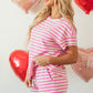 Rose Stripe Crew Neck T Shirt and Drawstring Shorts Set