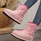 Pink Embroidered Thick Soled Plush Lined Boots