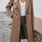 Dark Khaki Single Breasted Lapel Collar Flap Pocketed Overcoat