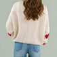 Heart Pattern Long Sleeve Round Neck Tied Detail Cardigan Spring Winter Top