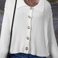 White Collared Button-up Loose Fit Casual Sweater