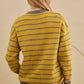 Yellow Stripe Daisy Floral Knitted Round Neck Sweater