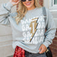 Gray GAME DAY Lightning Rugby Football Print Pullover Sweatshirt