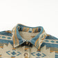 Blue Western Aztec Print Button Flap Pocket Shacket