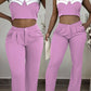 Crop Cami Top & Ruched Pocket Design Pants Set