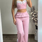 Crop Cami Top & Ruched Pocket Design Pants Set