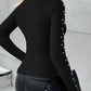 Twisted Hollow Out Beaded Knit Sweater