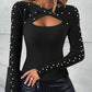 Twisted Hollow Out Beaded Knit Sweater