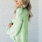 Moonlight Jade Solid Cord Ribbed Drop Shoulder Pullover Top