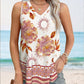 Tribal Print V Neck Sleeveless Thick Strap Tank Vacation Top