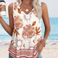 Tribal Print V Neck Sleeveless Thick Strap Tank Vacation Top