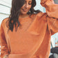 Orange Ribbed Corded Oversized Sweatshirt