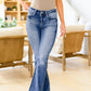 Sky Blue Slight Distressed Medium Wash Flare Jeans