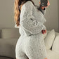 2 Piece Crewneck Long Sleeve Cable Knit Crop Sweater High Waist Shorts Tracksuits Outfits