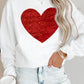 Beige Glitter Valentine Heart Shape Graphic Sweatshirt