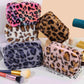 Peach Blossom Leopard Print Zipper Plush Cosmetic Bag