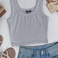 Scoop Neck Sleeveless Ribbed Tank Top Cami Tee Shirts