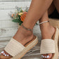 White Boho Woven Non-slip Wedge Slippers