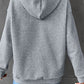 Gray Quilted Kangaroo Pocket Drawstring Hoodie