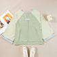 Meadow Mist Green Waffle Knit Wide Bracelet Sleeve Patchwork Raglan Top