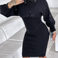 2 Piece Outfits Sets Mock Neck Rhinestone Decor Knit Crop Sweater and Slip Bodycon Midi Dress