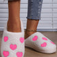 Pink Heart Pattern Valentines Fuzzy Winter Slippers