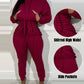 Shirred Pocket Design Crop Hoodie & High Waist Cuffed Sweatpants Set