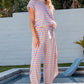 Pink Stripe Rainbow Tee Tasseled String Wide Leg Pants Set