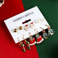 Racing Red 6 Pairs/Set Cartoon Christmas Theme Alloy Earring Set