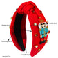 Fiery Red Christmas Beading Nutcracker Rhinestone Decor Knotted Hairband