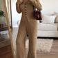 2 Pieces Outfits Thick Knit Cardigan+Wide Leg Loose Knit Pants Sets