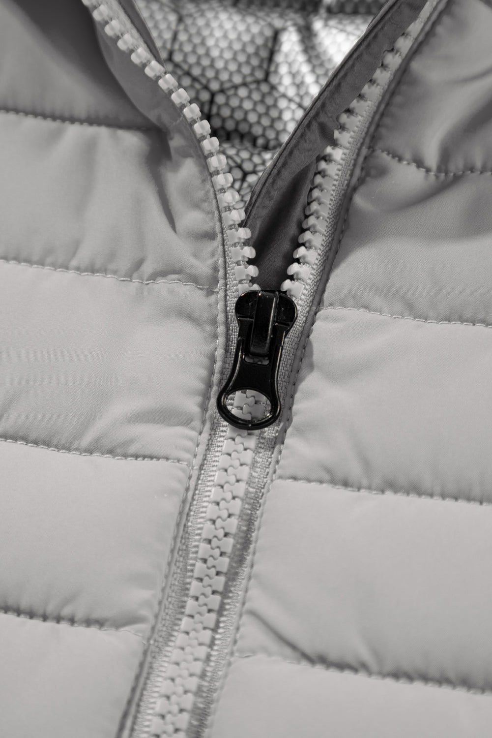 Silvery Plush Collared Quilted Zipped Puffer Vest