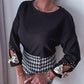 Round Neck Long Sleeve Top Studded Bowknot Decor Casual Tee