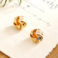 Gold Plated Textured Knot Stud Earrings